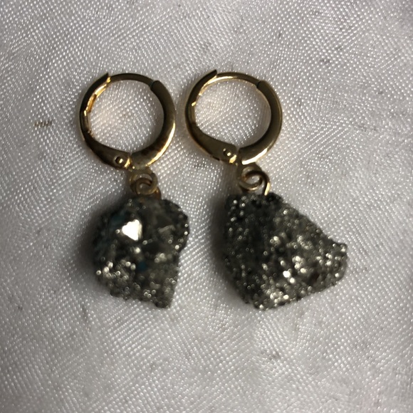 Pyrite Mini Huggie Earrings - Picture 2 of 5